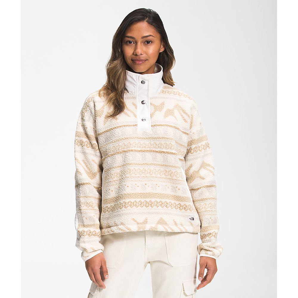 The North Face Fleece Womens Australia - The North Face Printed Cragmont ¼ Snap White (BOT-804213)